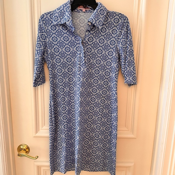 Lauren Gold blue print dress - Size M - Picture 1 of 2